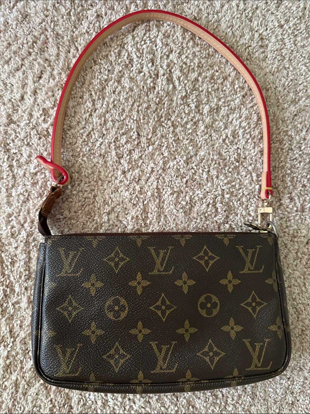 Louis Vuitton Brown Monogram Mini Pochette with non-branded shoulder strap